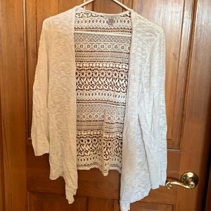 White cardigan, lace back